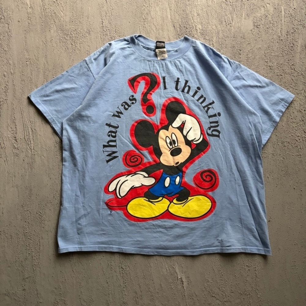 Vintage Mickey Mouse Shirt 2XL Blue 1990s Disney USA